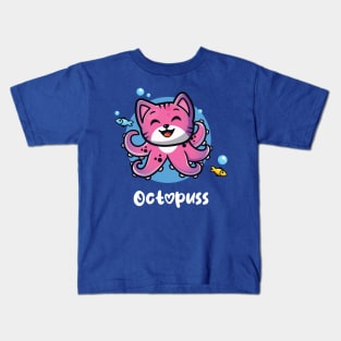 Octopuss funny octopus cat (on dark colors) Kids T-Shirt